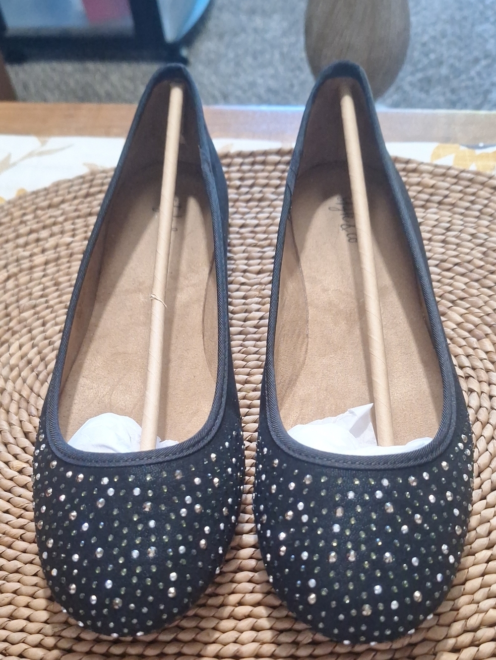 Style & Co. Black Rhinestone Ballet Flats